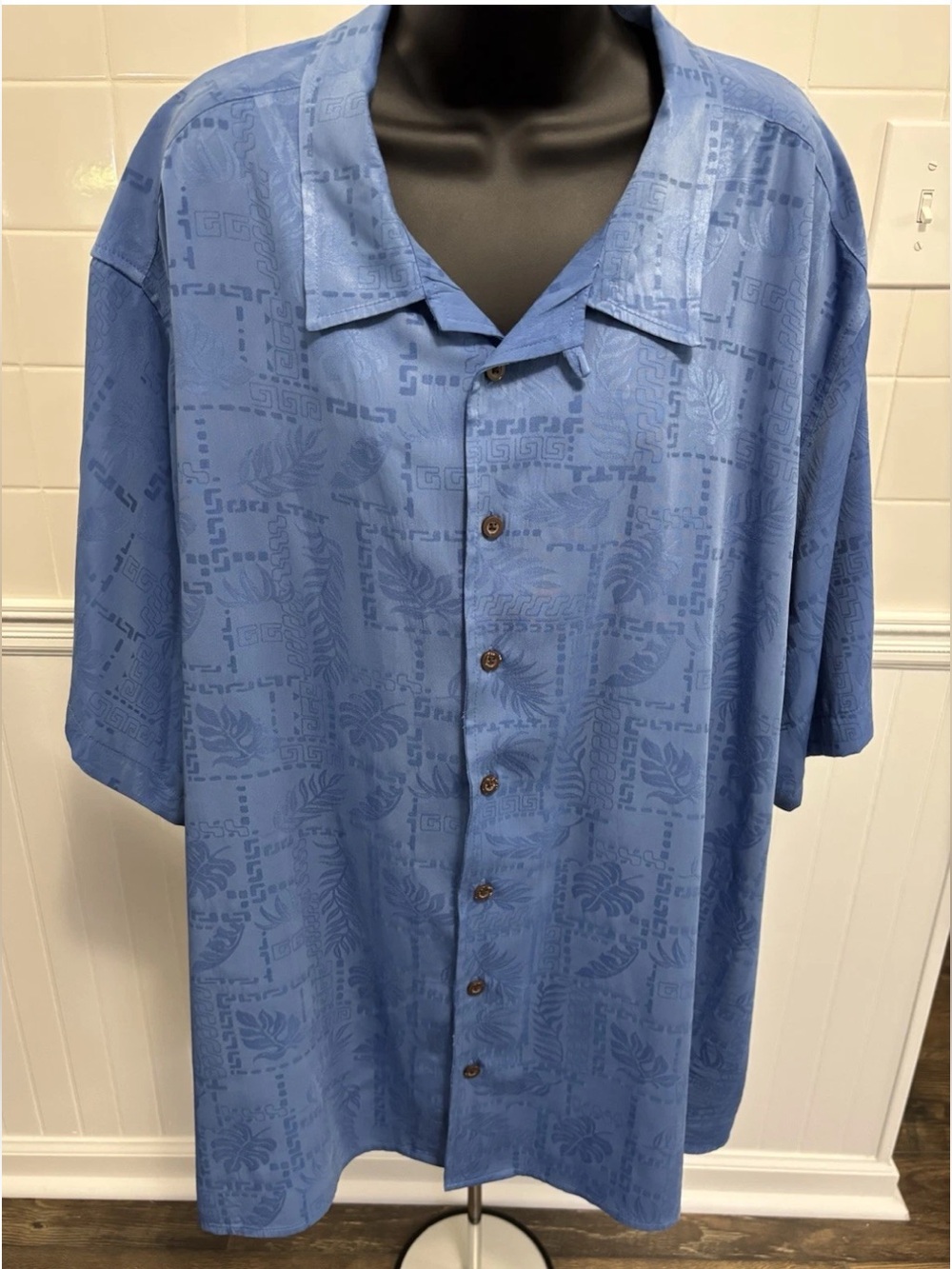 Island Passport Shirt 3XL Men's Hawaiian Aloha Button Front Short Sleeve Blue
